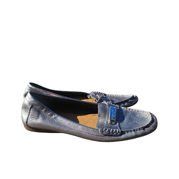 Coach Odette Women's Solid Mettalic Gray Leather Driver Loafers Sz 8.5B - Picture 4 of 6